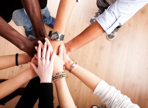 entrepreneurial mindset, hands touching in middle of circle
